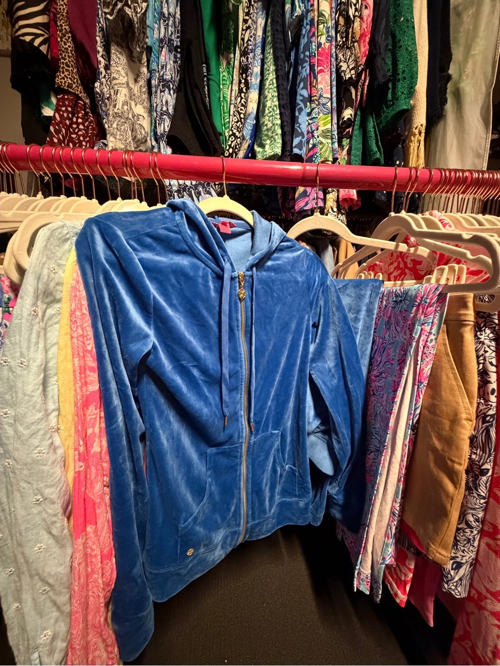 Lilly Pulitzer SET - Larina/Mallie Velour Hoodie/Joggers - Indigo Breeze - XXS
